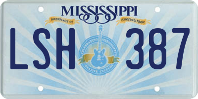 MS license plate LSH387