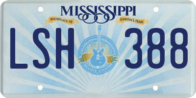 MS license plate LSH388