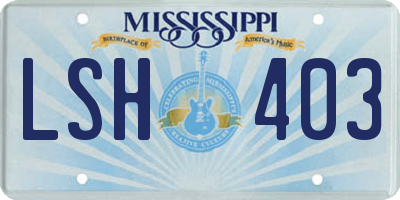 MS license plate LSH403