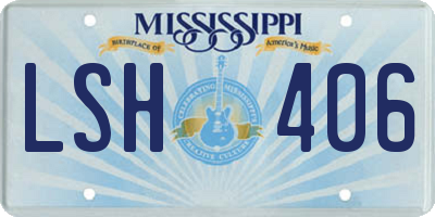MS license plate LSH406