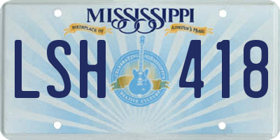 MS license plate LSH418
