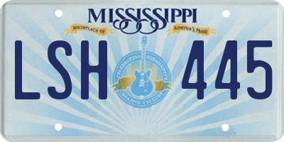 MS license plate LSH445