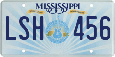 MS license plate LSH456