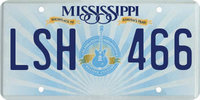 MS license plate LSH466