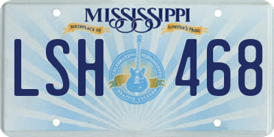 MS license plate LSH468