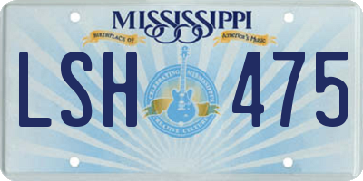 MS license plate LSH475