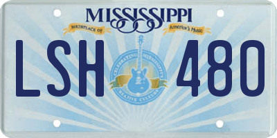 MS license plate LSH480