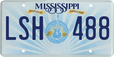 MS license plate LSH488
