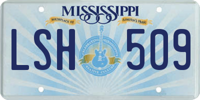 MS license plate LSH509