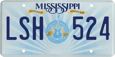 MS license plate LSH524
