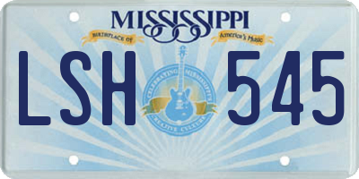 MS license plate LSH545