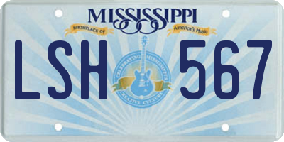 MS license plate LSH567