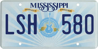 MS license plate LSH580