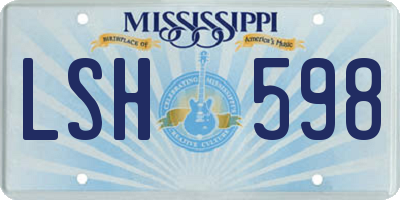 MS license plate LSH598