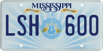 MS license plate LSH600
