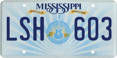 MS license plate LSH603