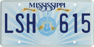 MS license plate LSH615