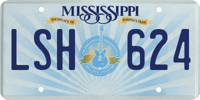 MS license plate LSH624