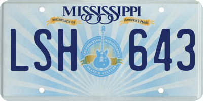 MS license plate LSH643