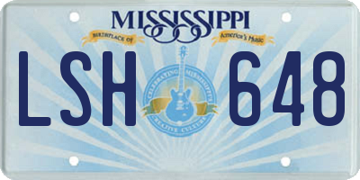 MS license plate LSH648