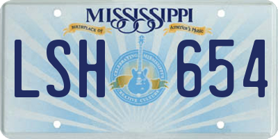 MS license plate LSH654