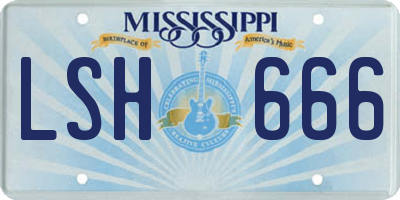 MS license plate LSH666