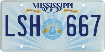 MS license plate LSH667