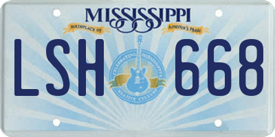 MS license plate LSH668