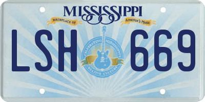 MS license plate LSH669