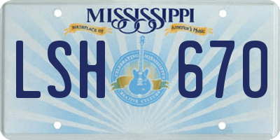 MS license plate LSH670