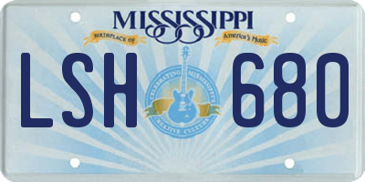 MS license plate LSH680