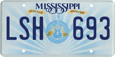 MS license plate LSH693