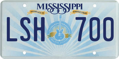 MS license plate LSH700