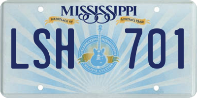 MS license plate LSH701
