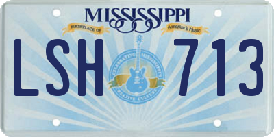 MS license plate LSH713