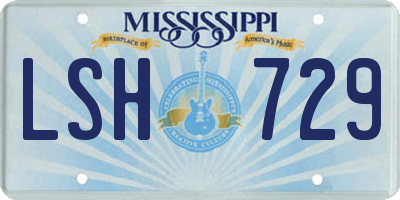 MS license plate LSH729