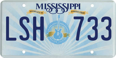 MS license plate LSH733