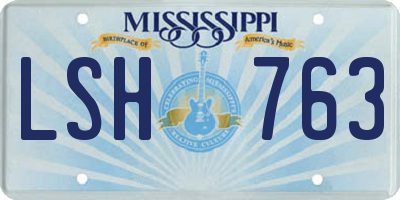 MS license plate LSH763