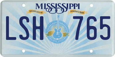 MS license plate LSH765