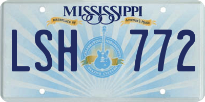 MS license plate LSH772