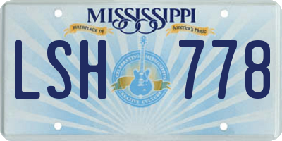 MS license plate LSH778