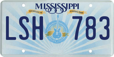 MS license plate LSH783