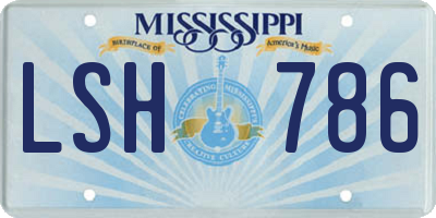 MS license plate LSH786