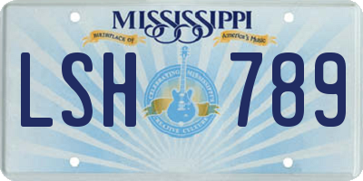 MS license plate LSH789