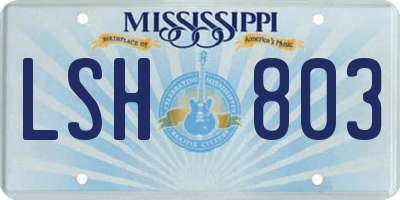 MS license plate LSH803