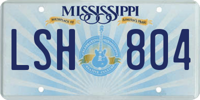 MS license plate LSH804