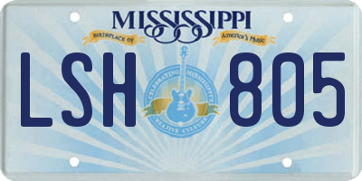 MS license plate LSH805
