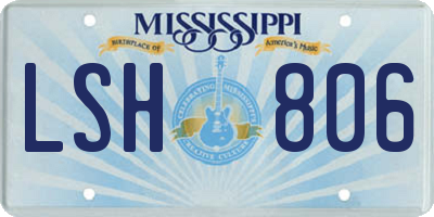 MS license plate LSH806