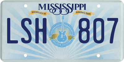 MS license plate LSH807