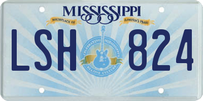 MS license plate LSH824